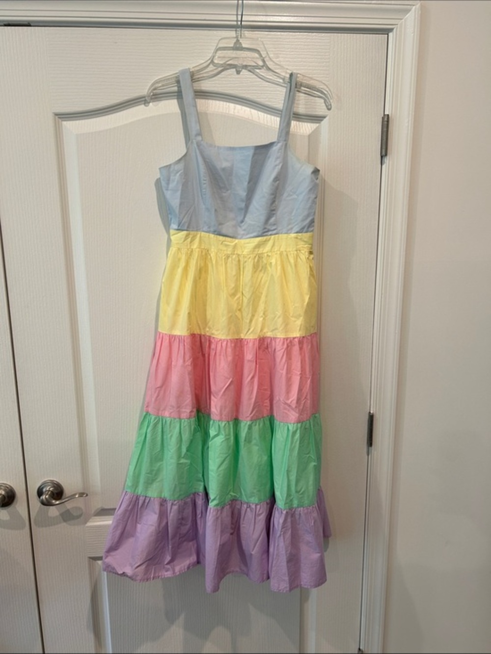 English Factory Pastel Tiered Maxi Dress in Blue, Yellow, Pink, Green, Lavender